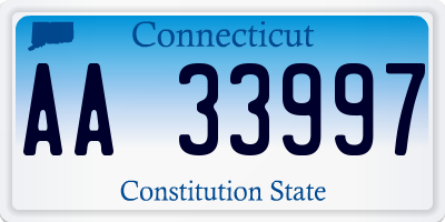 CT license plate AA33997