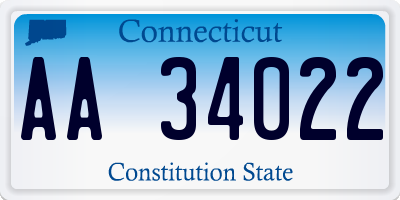 CT license plate AA34022