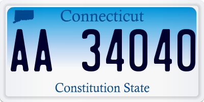 CT license plate AA34040