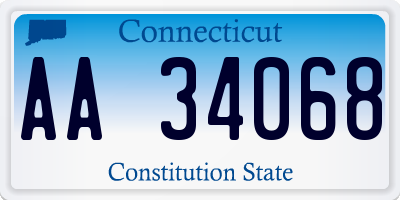 CT license plate AA34068