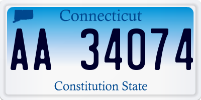 CT license plate AA34074