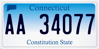 CT license plate AA34077