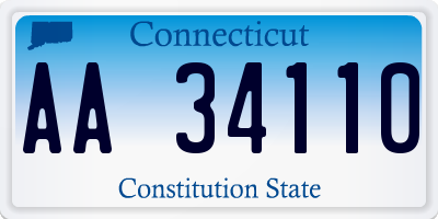 CT license plate AA34110