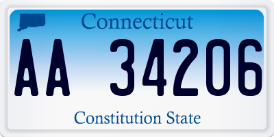 CT license plate AA34206