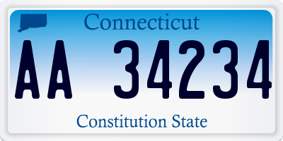 CT license plate AA34234