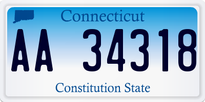 CT license plate AA34318
