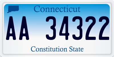 CT license plate AA34322