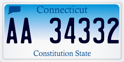 CT license plate AA34332