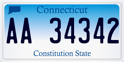 CT license plate AA34342