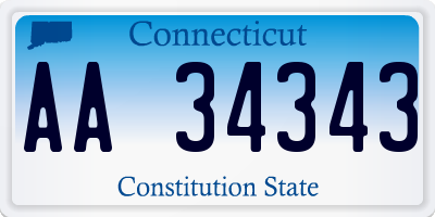 CT license plate AA34343