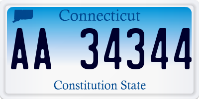 CT license plate AA34344