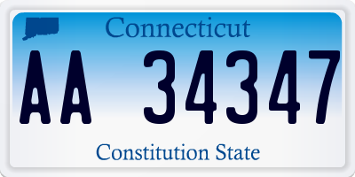 CT license plate AA34347