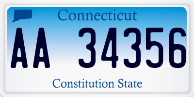 CT license plate AA34356