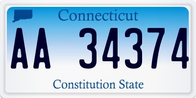 CT license plate AA34374