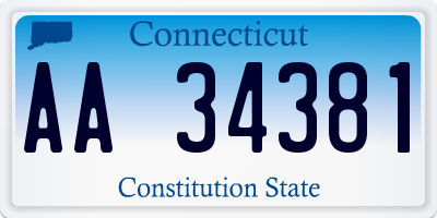 CT license plate AA34381