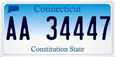 CT license plate AA34447