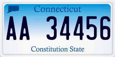 CT license plate AA34456
