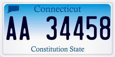 CT license plate AA34458