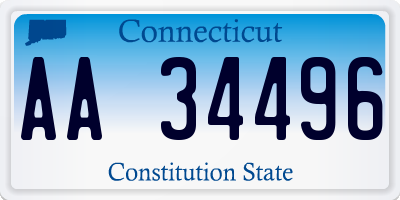 CT license plate AA34496