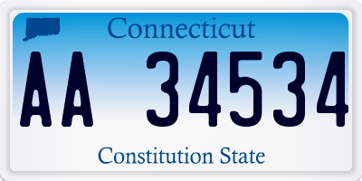 CT license plate AA34534