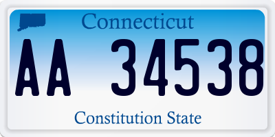 CT license plate AA34538