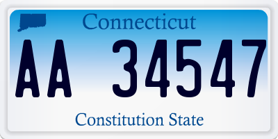CT license plate AA34547