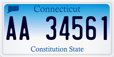 CT license plate AA34561
