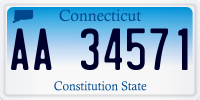CT license plate AA34571