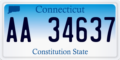 CT license plate AA34637