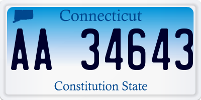 CT license plate AA34643