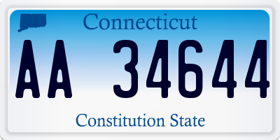 CT license plate AA34644