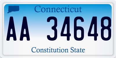 CT license plate AA34648