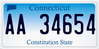 CT license plate AA34654