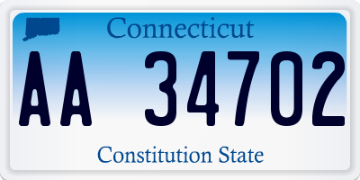 CT license plate AA34702