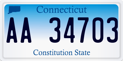CT license plate AA34703