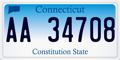 CT license plate AA34708