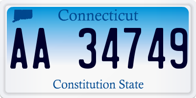 CT license plate AA34749