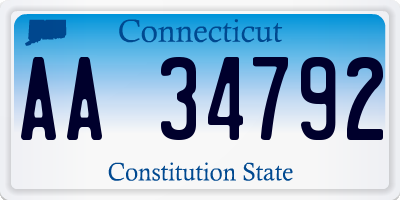 CT license plate AA34792