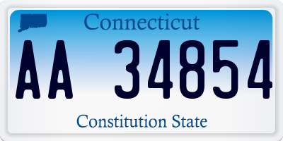 CT license plate AA34854