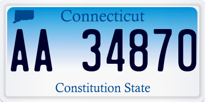 CT license plate AA34870
