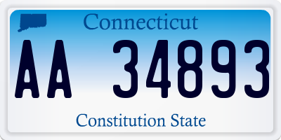 CT license plate AA34893