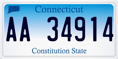 CT license plate AA34914