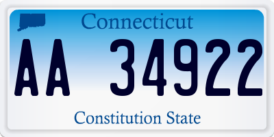 CT license plate AA34922