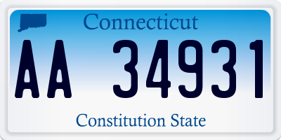 CT license plate AA34931