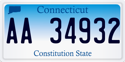 CT license plate AA34932