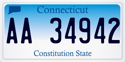 CT license plate AA34942