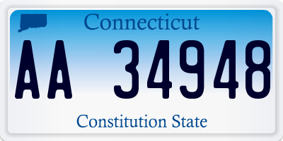 CT license plate AA34948