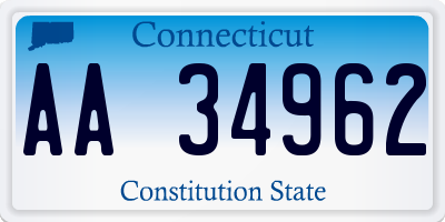 CT license plate AA34962
