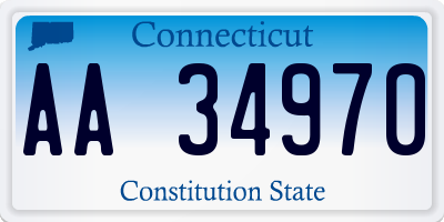 CT license plate AA34970