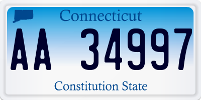 CT license plate AA34997